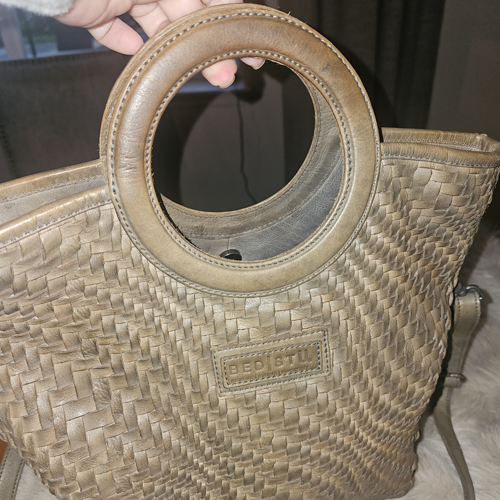 Bed Stu Tan Woven Leather Crossbody Bag - Picture 2 of 5